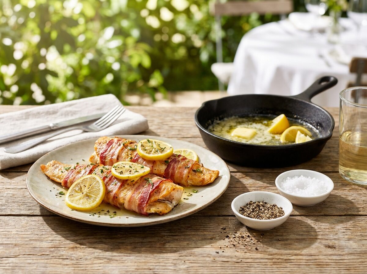 Bacon-Wrapped Trout with Lemon