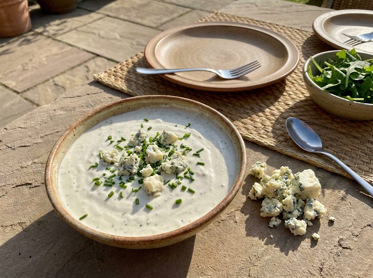 Keto Blue Cheese Dressing - Keto dinner recipe with 1.8g net carbs. Low carb ketogenic dinner meal.