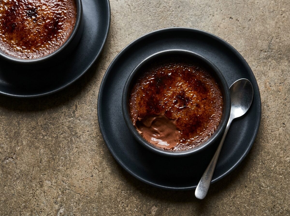 Keto Chocolate Creme Brulee - Keto dinner recipe with 4.7g net carbs. Low carb ketogenic dinner meal.