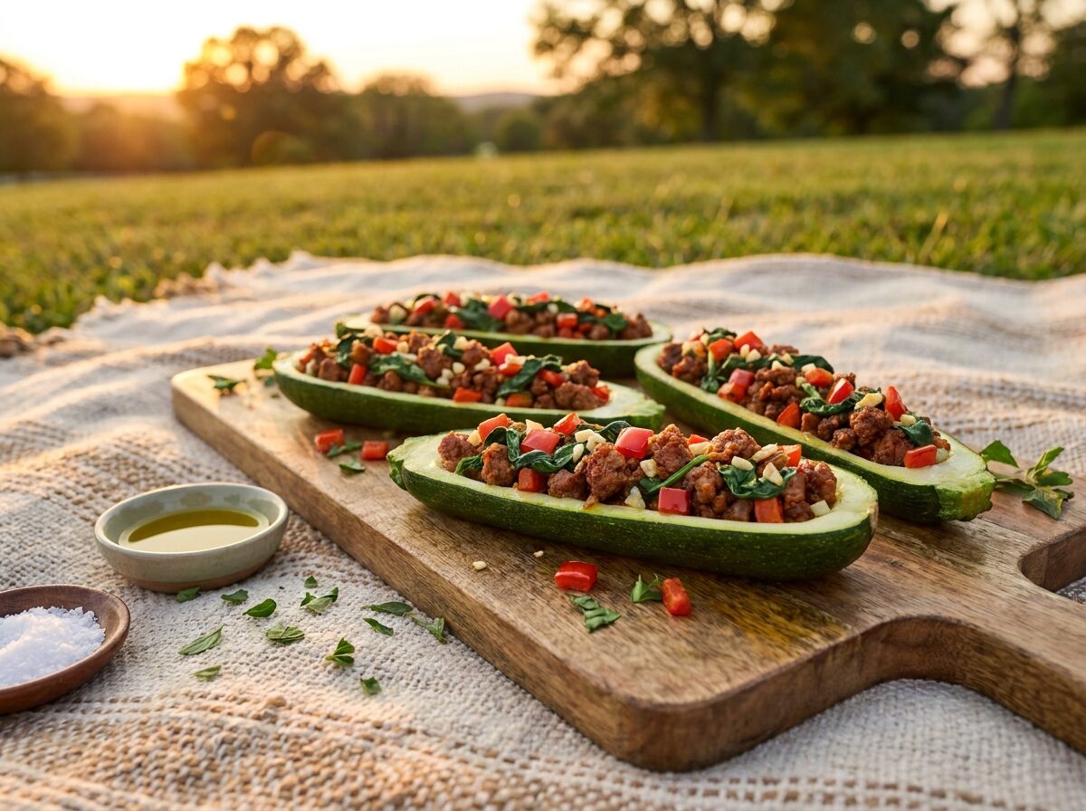 Chorizo Zucchini Boats