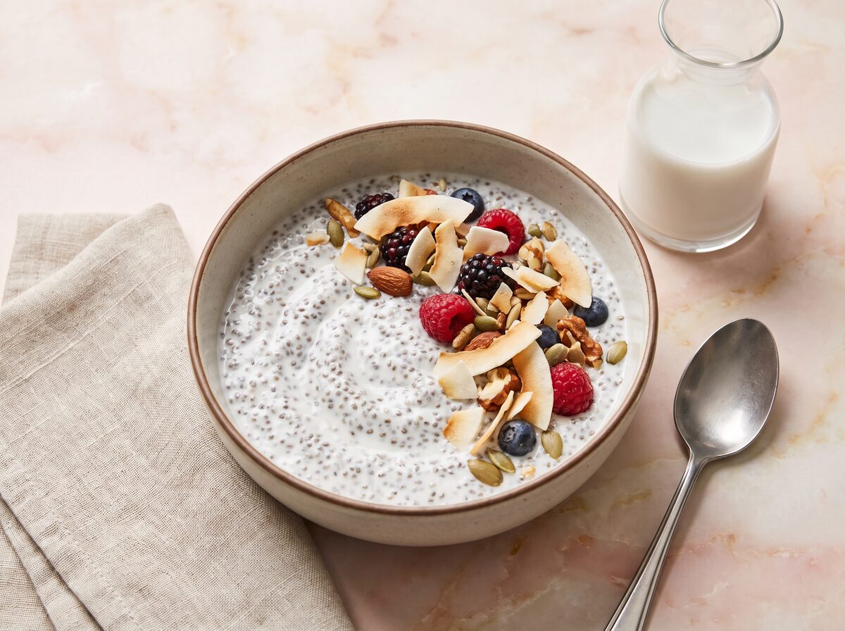 Keto Cold Coconut Breakfast Cereal - Keto dinner recipe with 6.7g net carbs. Low carb ketogenic dinner meal.