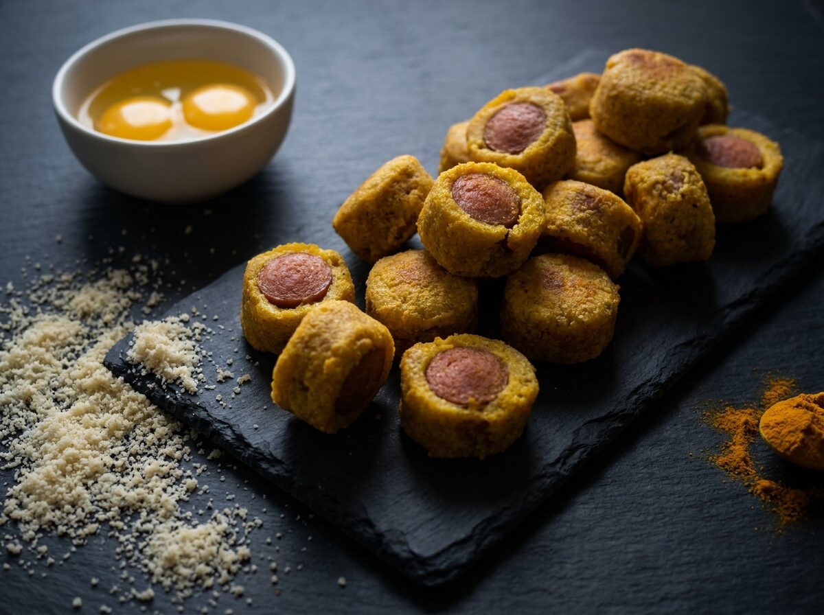 Keto Corn Dog Bites - Keto desserts recipe with 2.7g net carbs. Low carb ketogenic desserts meal.