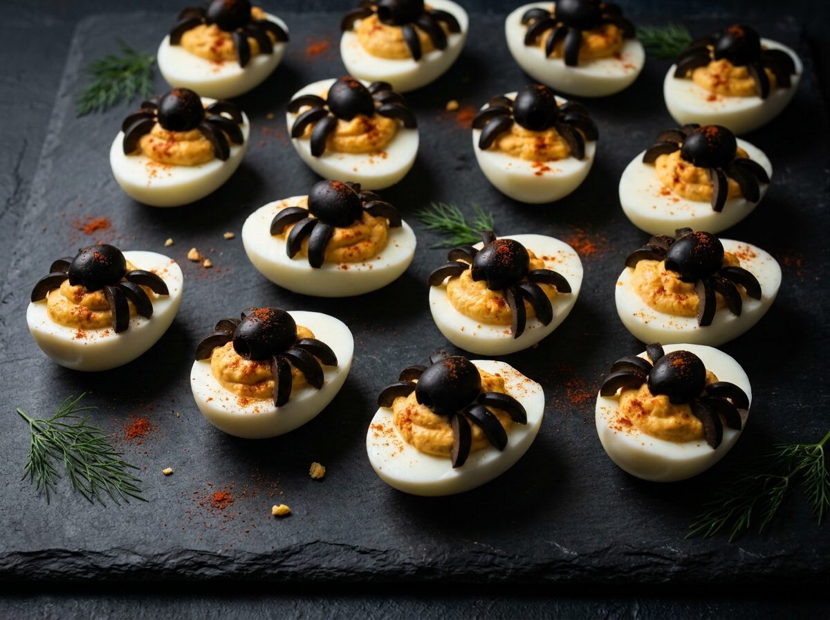 Keto Deviled Spider Eggs - Keto dinner recipe with 0.6g net carbs. Low carb ketogenic dinner meal.