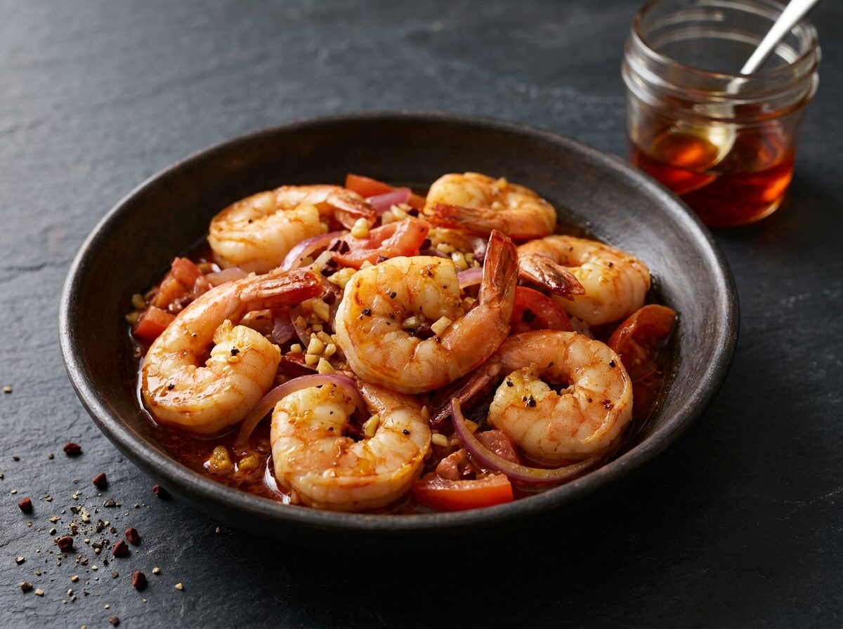 Keto Filipino Shrimp with Achiote Oil - Keto dinner recipe with 3.3g net carbs. Low carb ketogenic dinner meal.