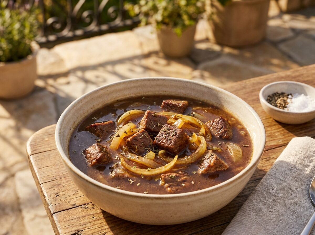 Keto Instant Pot Beef and Onion Soup - Easy keto recipe with 4.3g net carbs. Perfect for beginners on ketogenic diet.