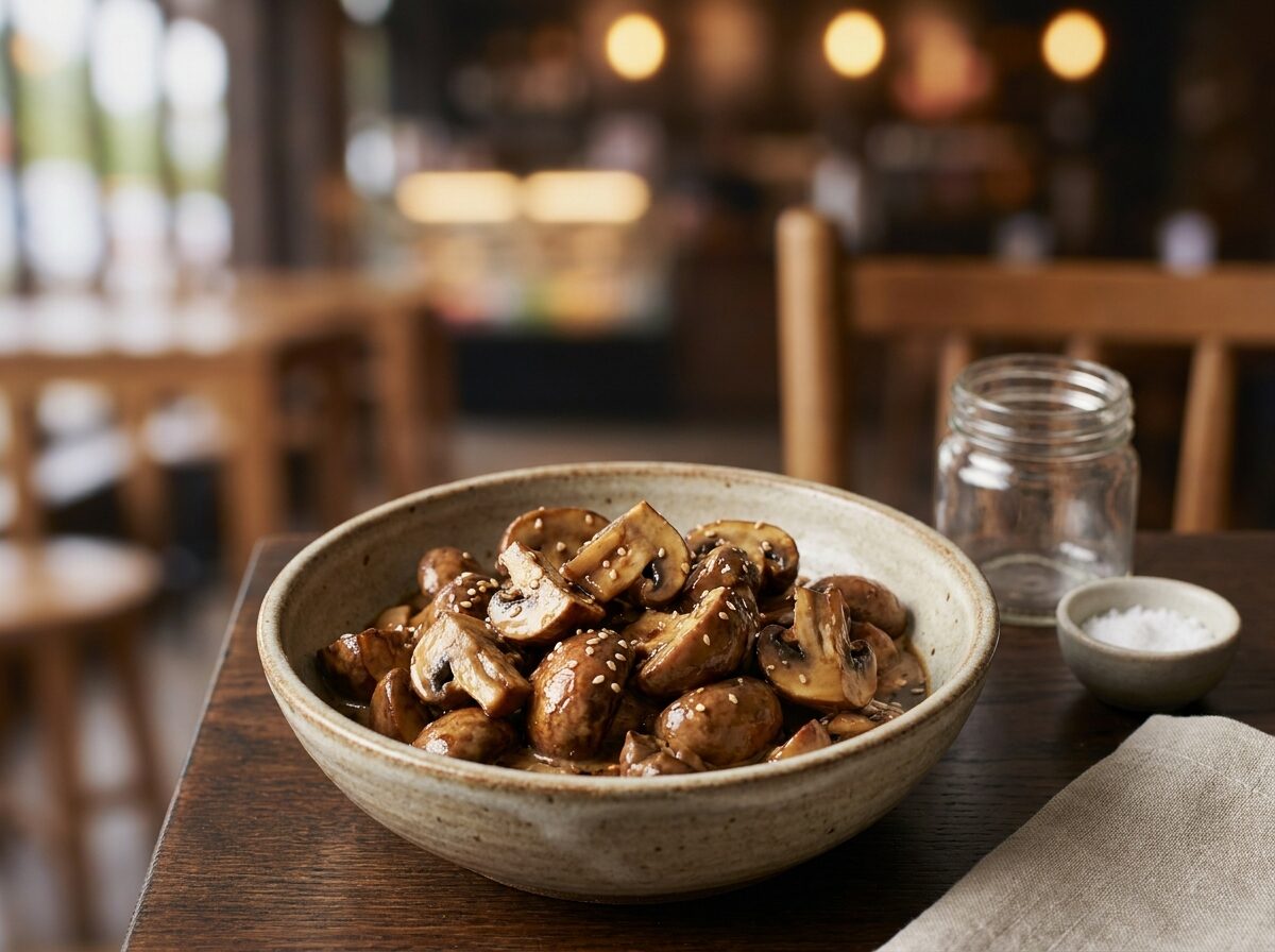 Keto Tahini, Tamari Mushrooms - Keto dinner recipe with 1.4g net carbs. Low carb ketogenic dinner meal.