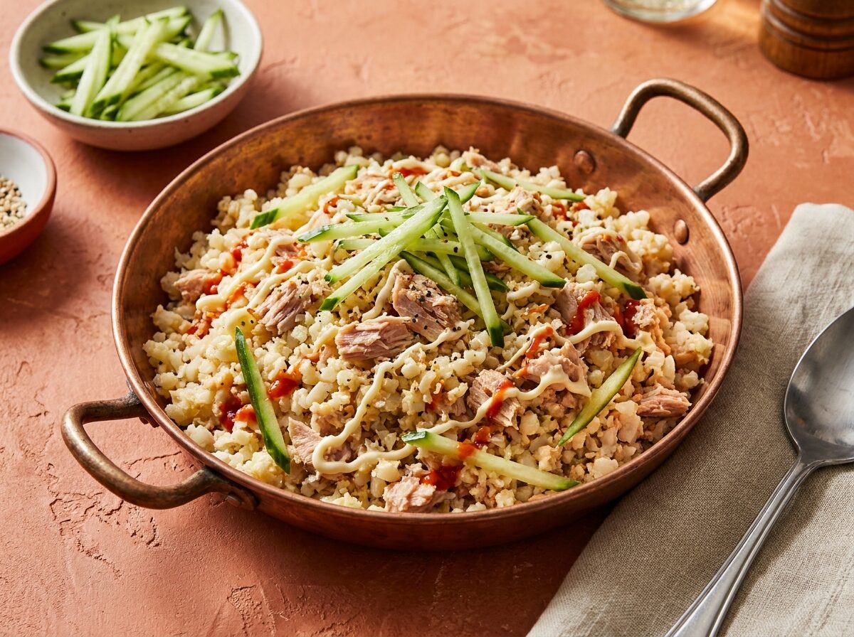 Keto Tuna Sushi Pilaf - Keto dinner recipe with 1.9g net carbs. Low carb ketogenic dinner meal.