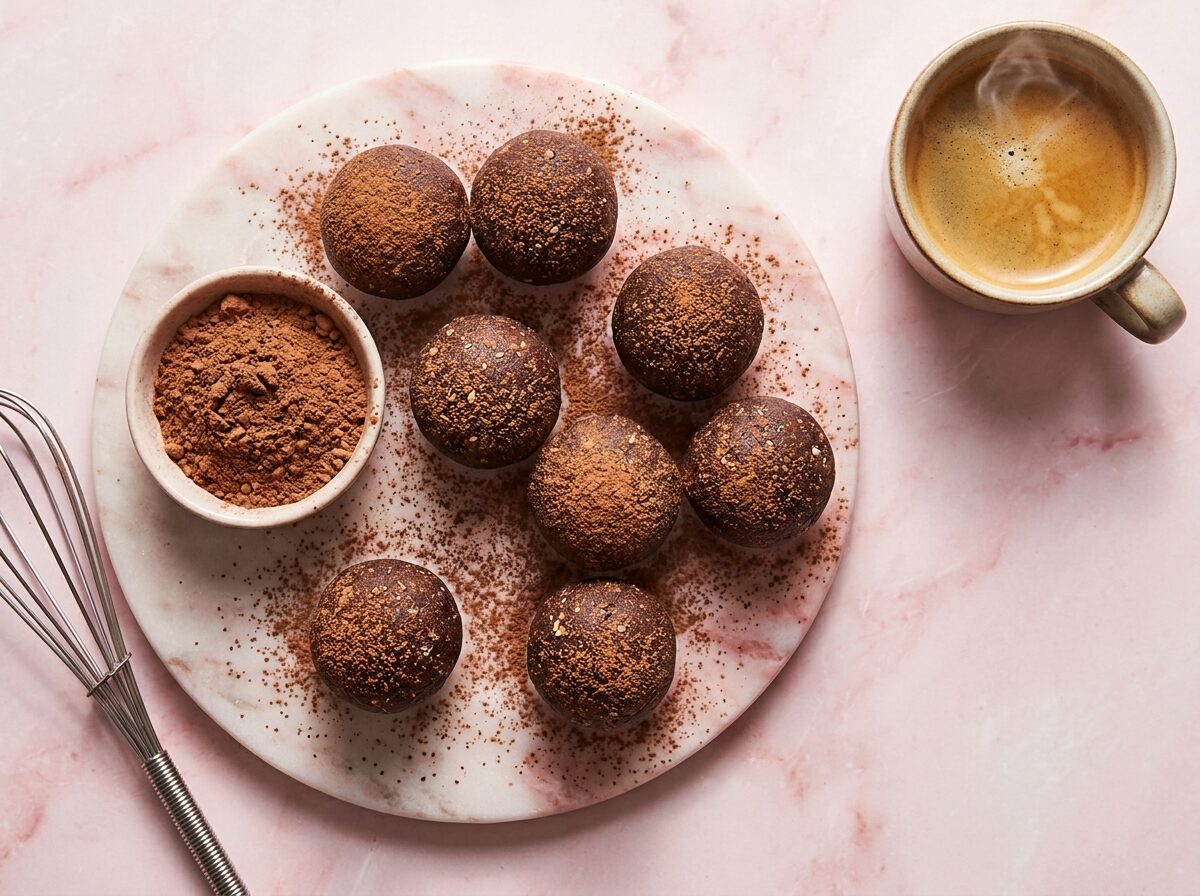 Low Carb Mocha Cookie Balls - Keto dinner recipe with 4.7g net carbs. Low carb ketogenic dinner meal.