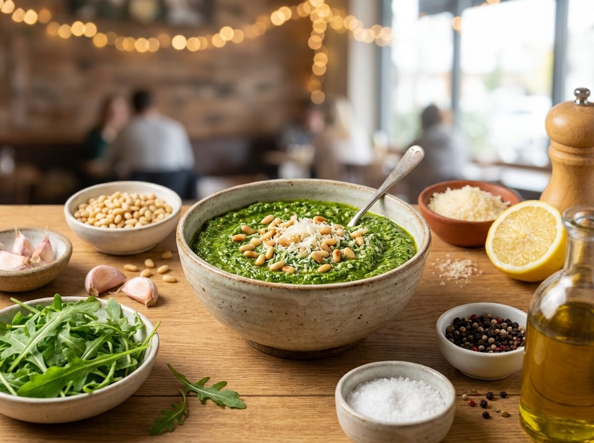 The Best Arugula Pesto - Keto dinner recipe with 3g net carbs. Low carb ketogenic dinner meal.